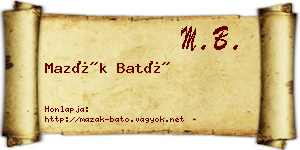 Mazák Bató névjegykártya